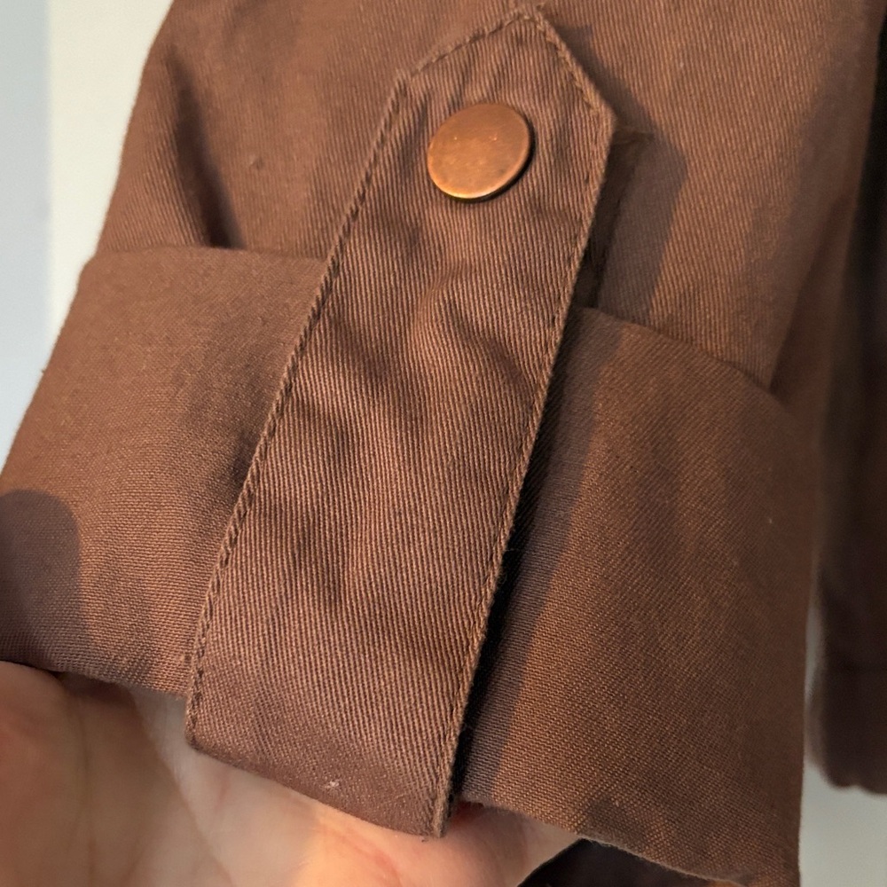 Blu Pepper Oversized Utility Zip-Up Jacket Dark Tan Size S - Picture 5 of 11